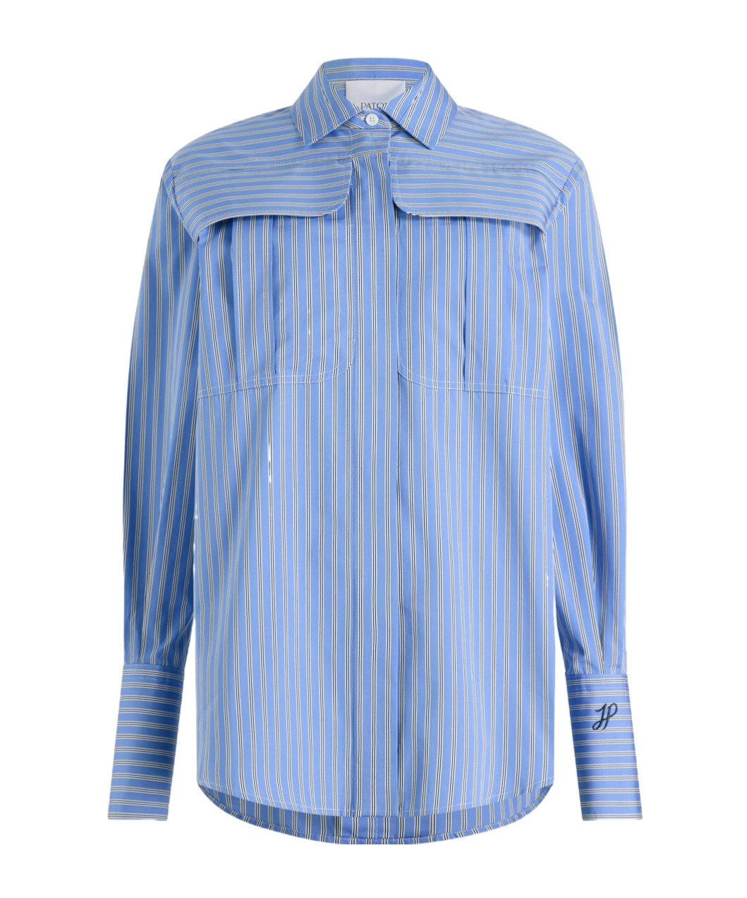Patou Safari Shirt In Printed Organic Cotton Poplin In Blue