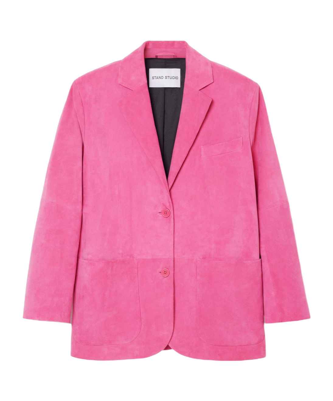Stand Studio Resort Single-breasted Suede Blazer In Pink