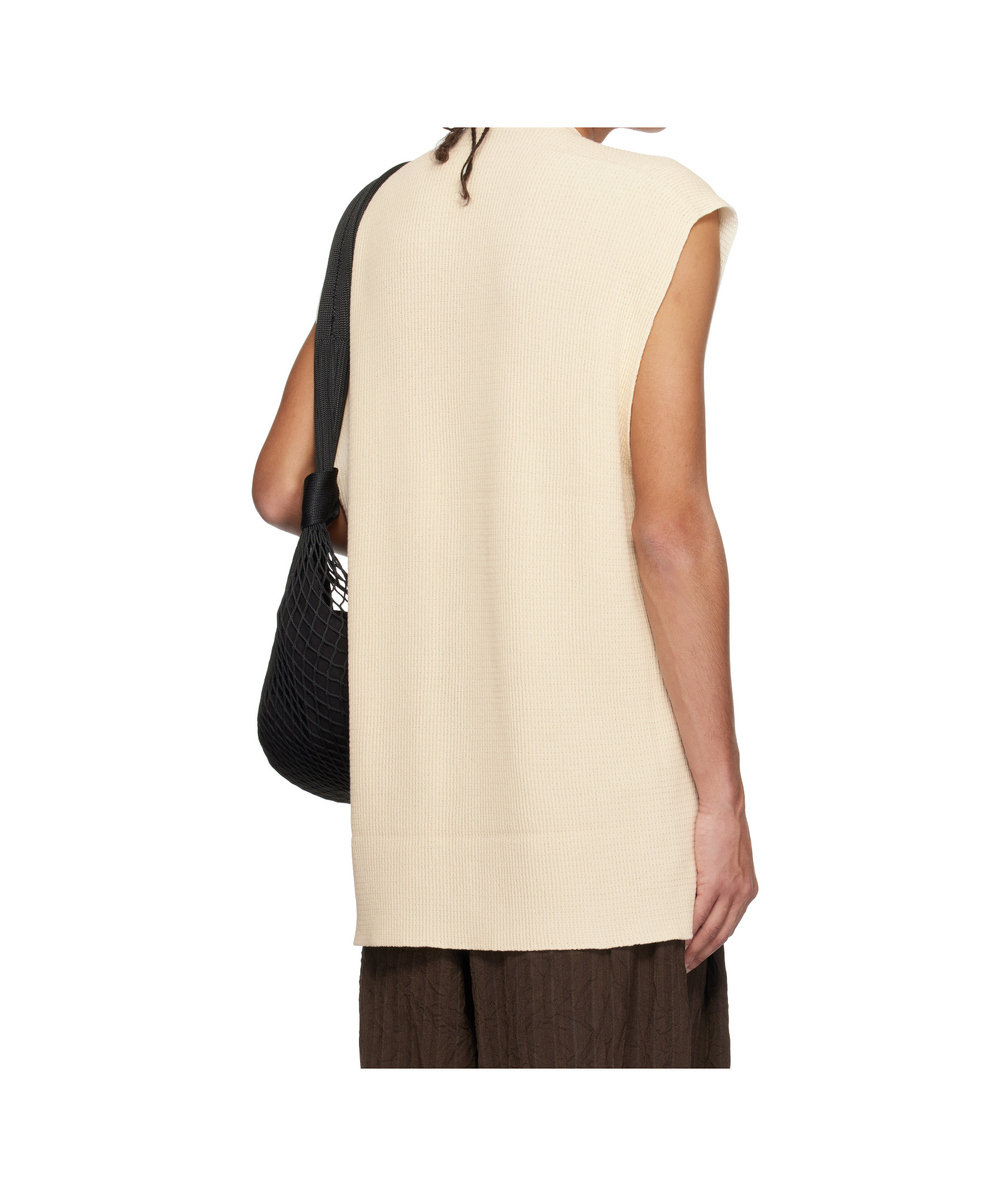 Shop Issey Miyake Tight Twist Cotton Vest In Beige