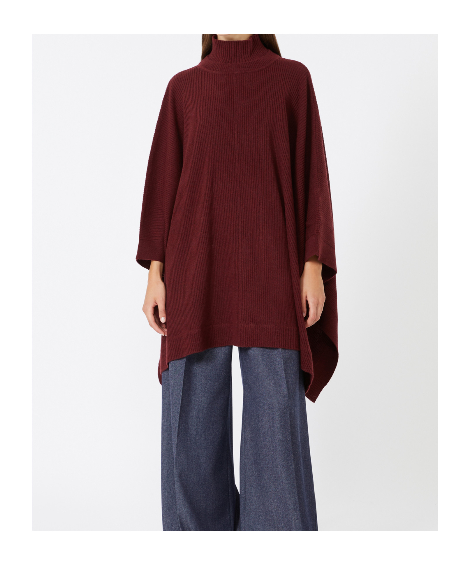 Max Mara Cashmere Cape In Burgundy