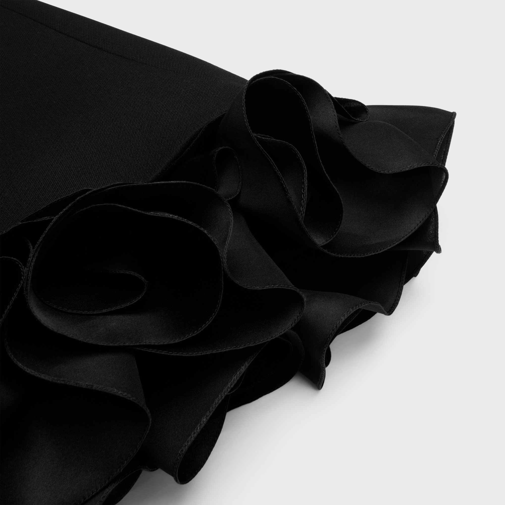 Celine Bouquet Mini Dress In Gauffered Double Wool In Black