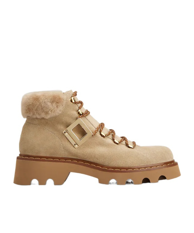 Roger Vivier Viv' Rangers Truck Booties In Suede In Brown
