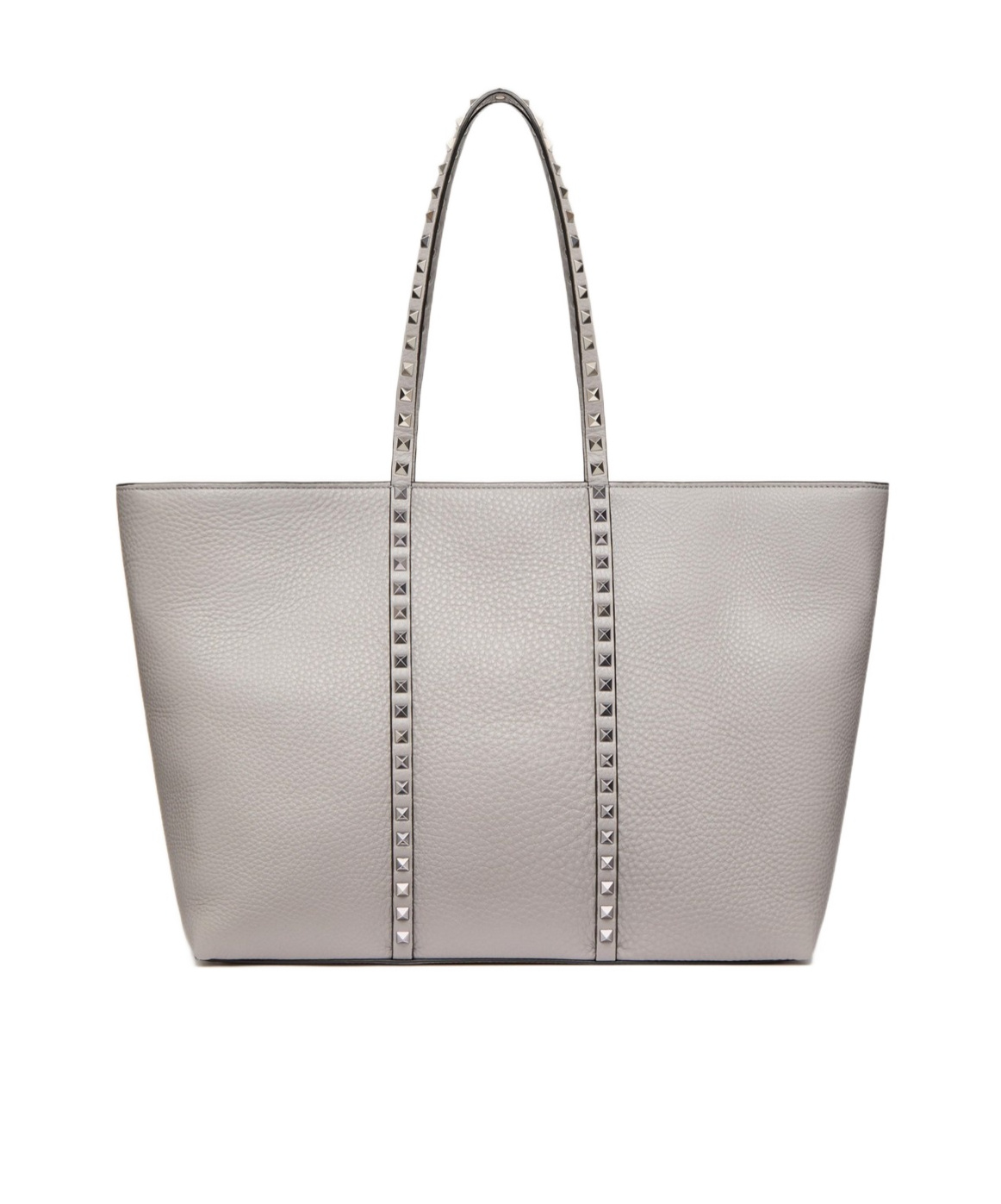 Valentino Rockstuds Leather Tote Bag In Gray