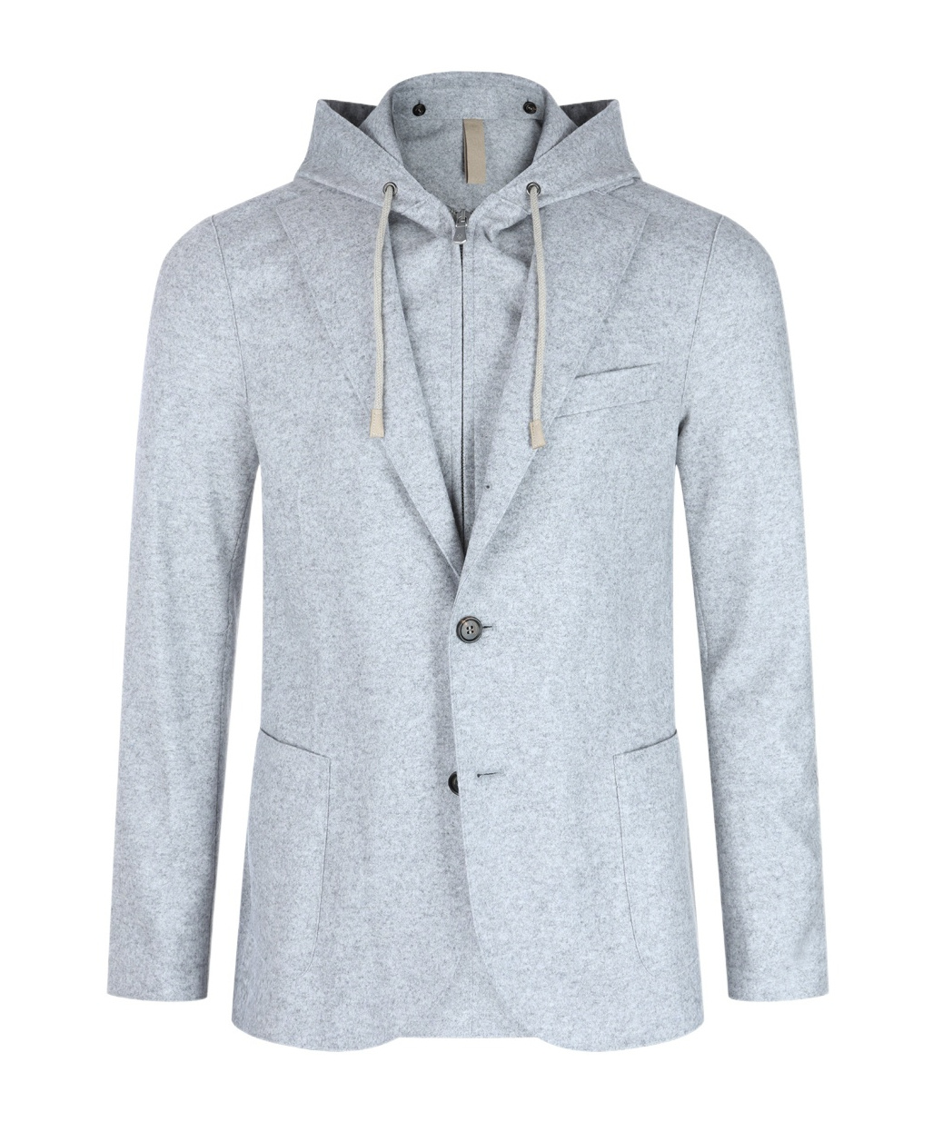 Eleventy Hooded Blazer With Front Pockets And Long Sleeves In Gray