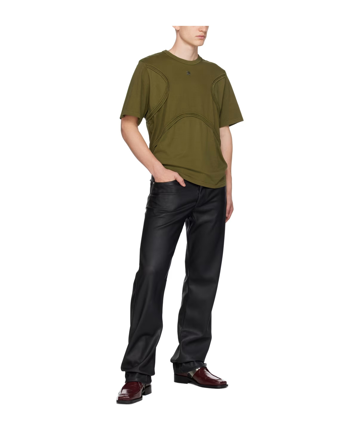 Misbhv X Decorative-stitch Cotton T-shirt In Green