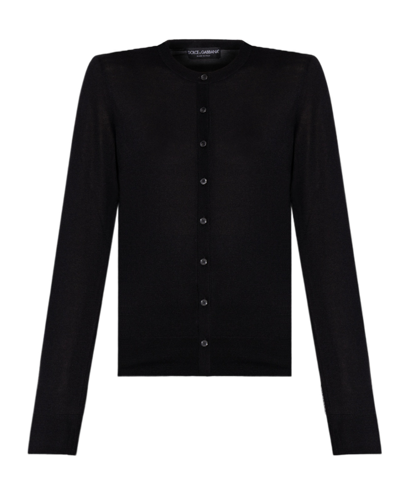 Dolce & Gabbana Cashmere And Silk Crewneck Cardigan In Black