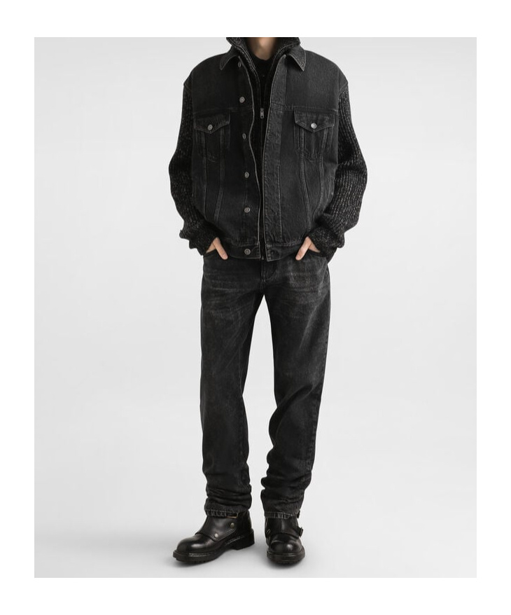 Dolce & Gabbana Tailored Denim And Wool Blend Jacket In Black
