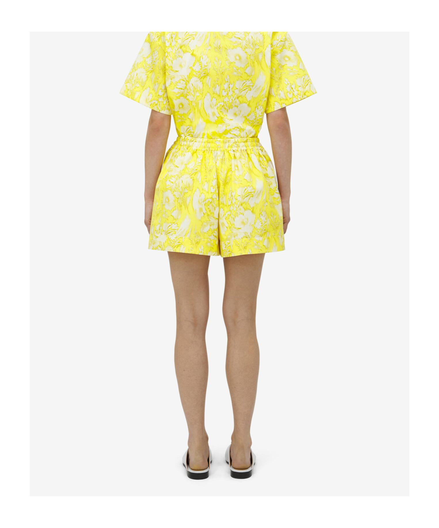 Alexander Mcqueen Warped Floral Shorts In Yellow