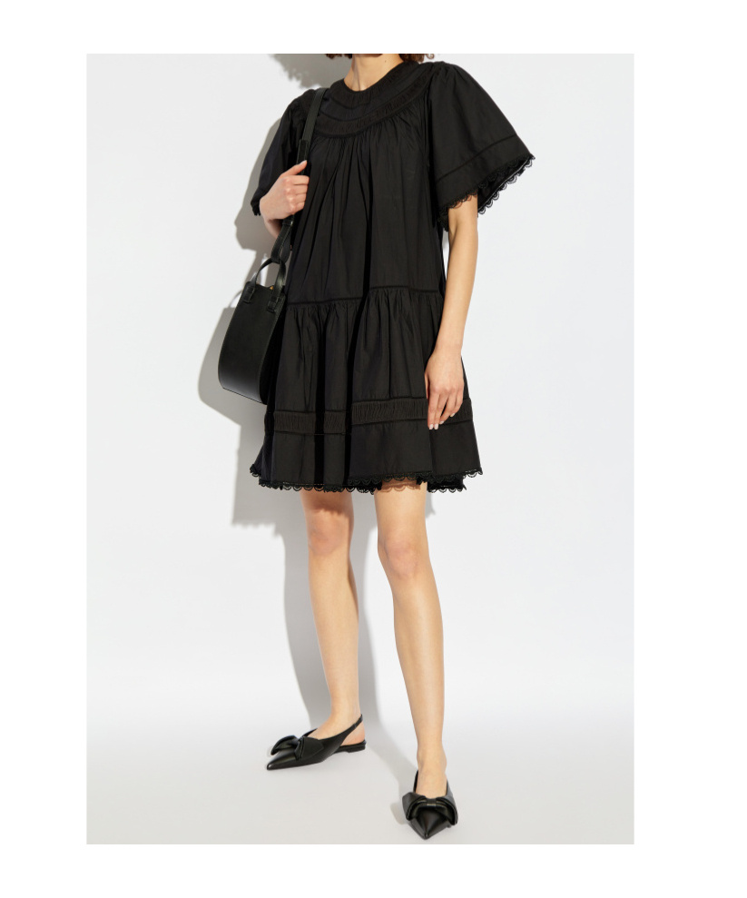 Ulla Johnson Scalloped Cotton Minidress In Black