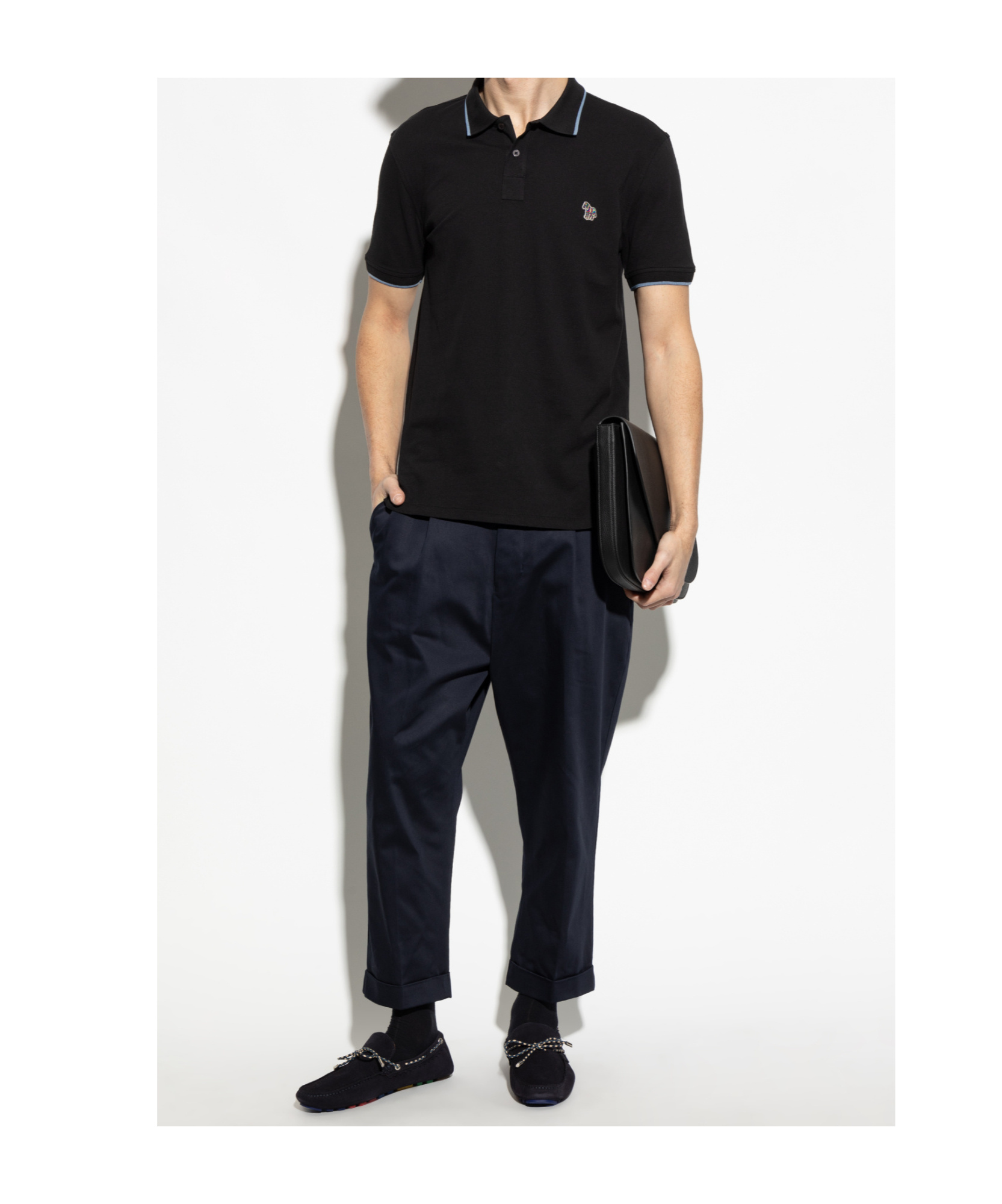 Ps By Paul Smith Ps Paul Smith Zebra Badge Cotton Polo Shirt In Black