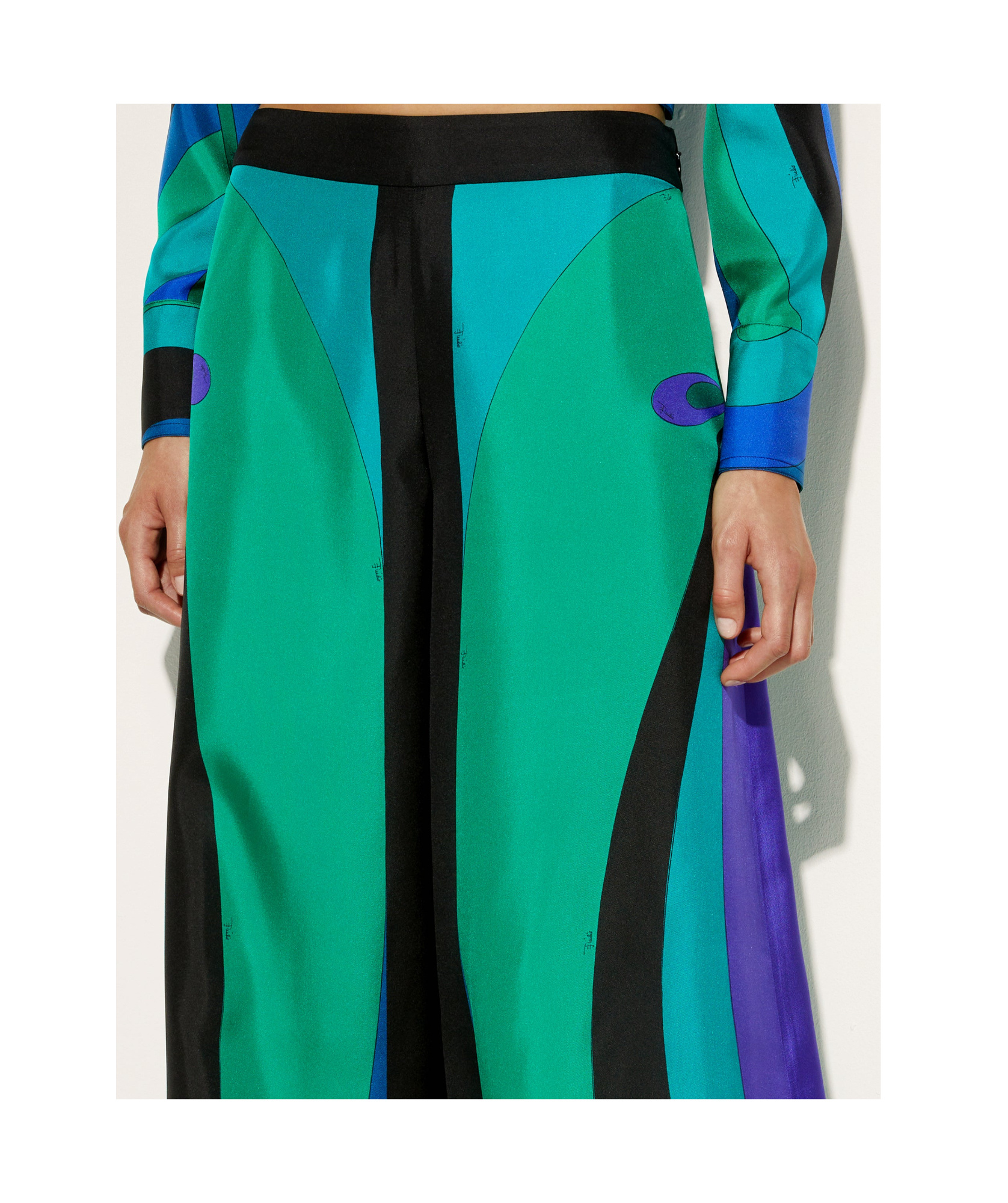 Shop Emilio Pucci Maddalena-print Wide-leg Trousers In Green
