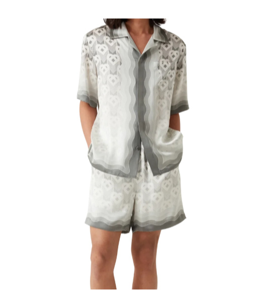 Casablanca Gradient Heart Monogram Bowling Shirt In White
