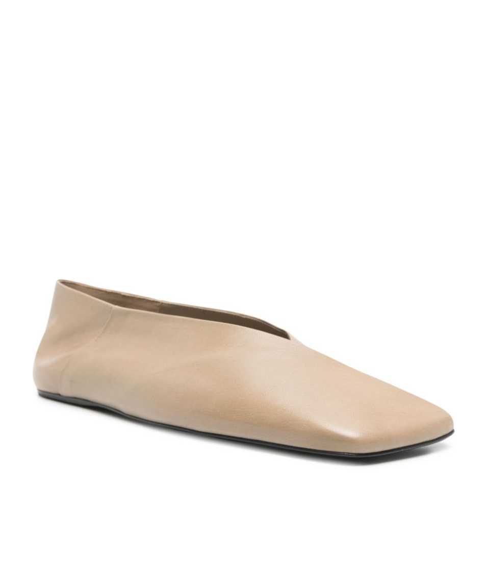 Jil Sander Sandy-colored Leather Ballet Flats In Nude