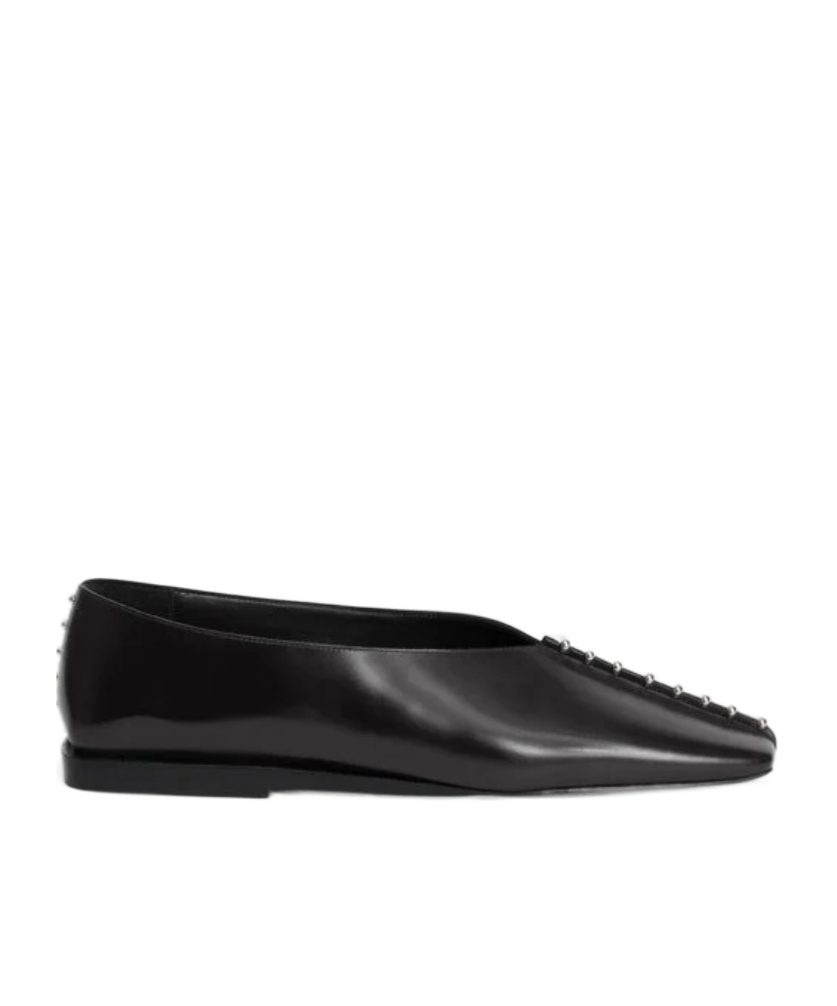Jil Sander Studded Pointed-toe Flats In Black