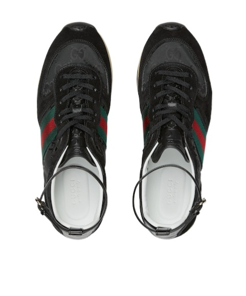 Gucci Motion Sneakers With Web Stripe In Black