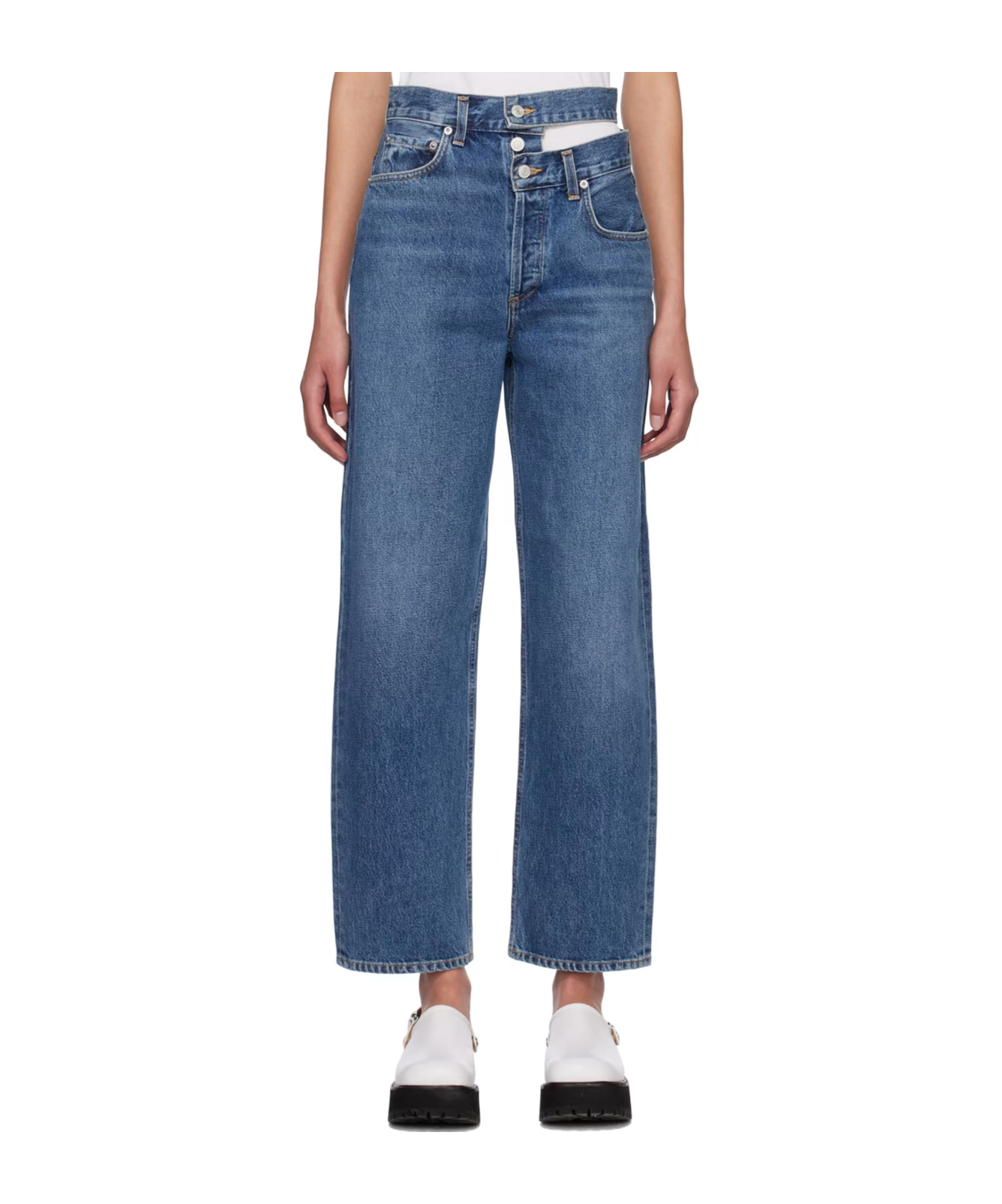 Agolde High Waist Denim Trousers In Blue