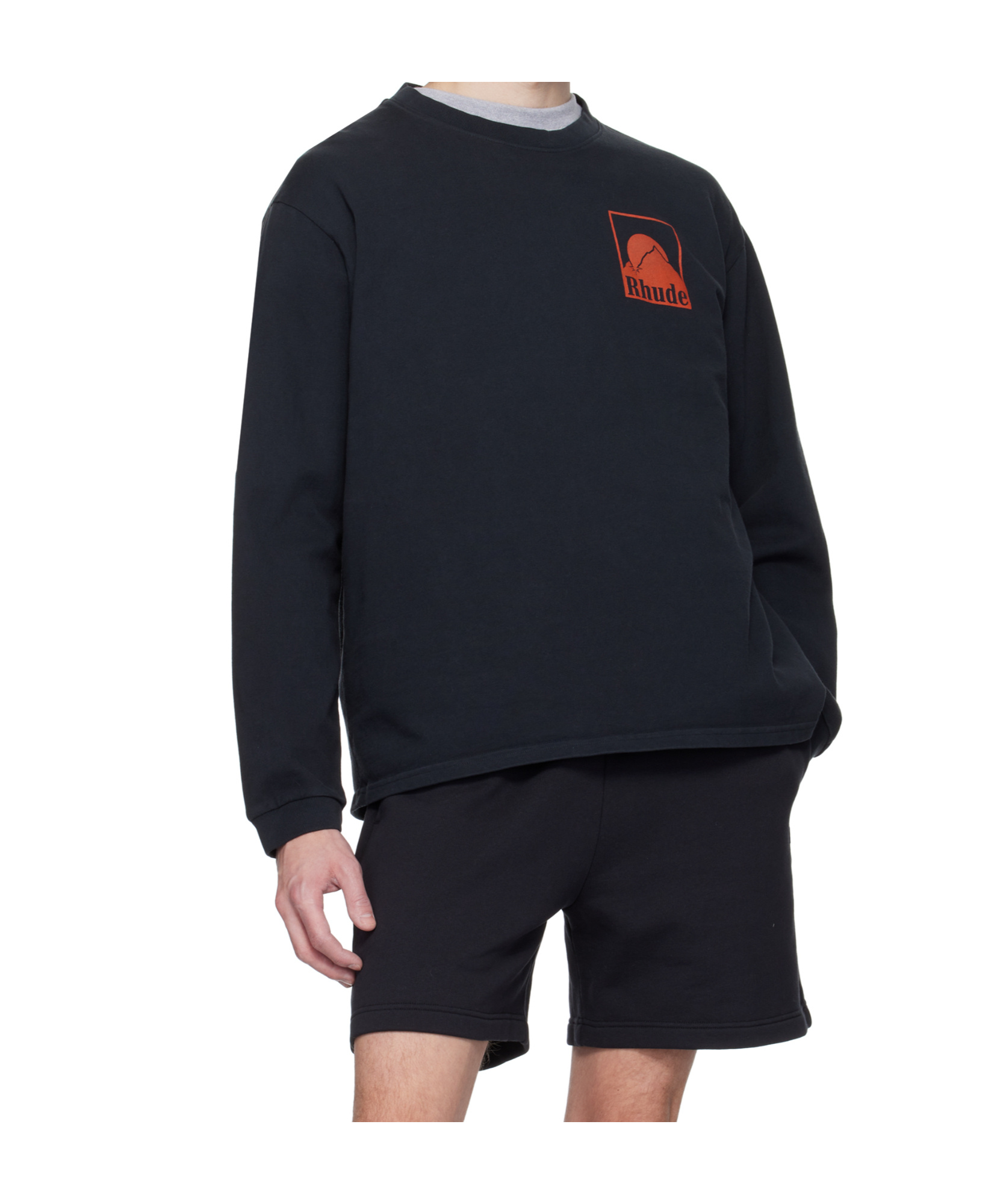 Rhude Black Moonlight Badge Ls T-shirt In Black