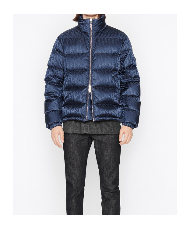 Dior Long-sleeved Quilted Down Jacket In Blue