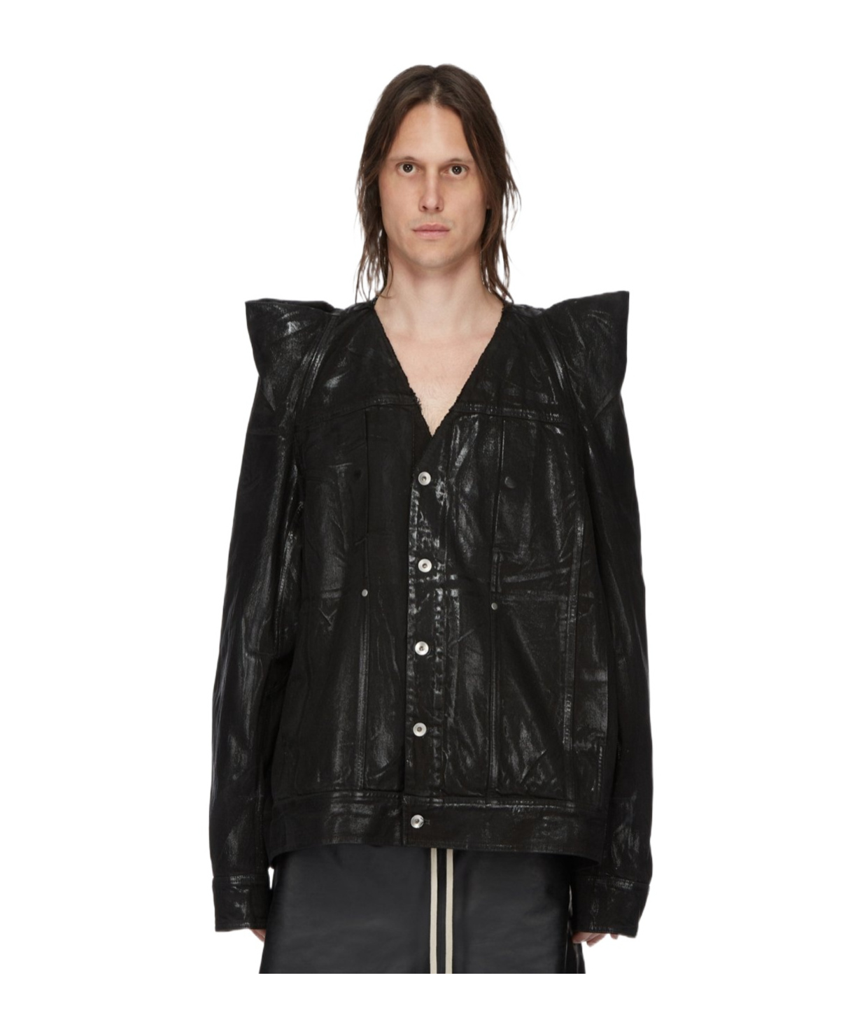 Rick Owens Black Tec Worker Denim Jacket In Black