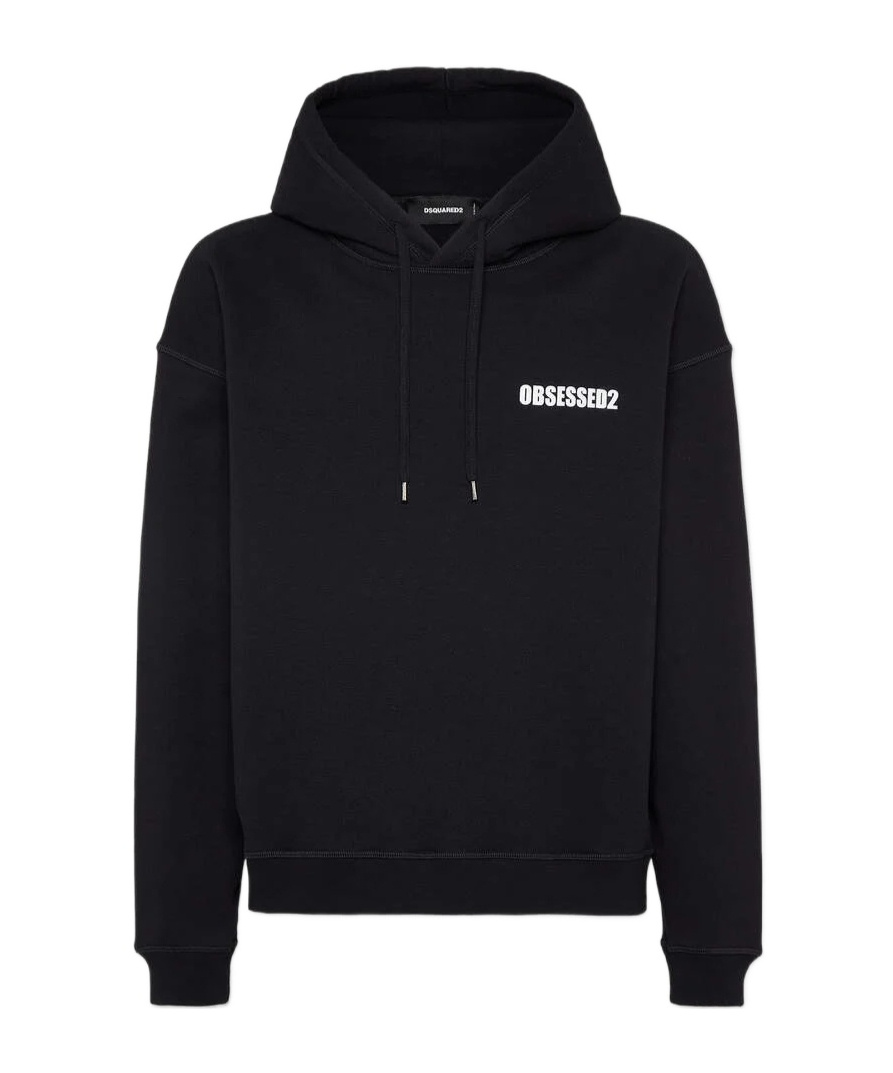 Dsquared2 Hooded Long Sleeve Cotton Sweatshirt In Black
