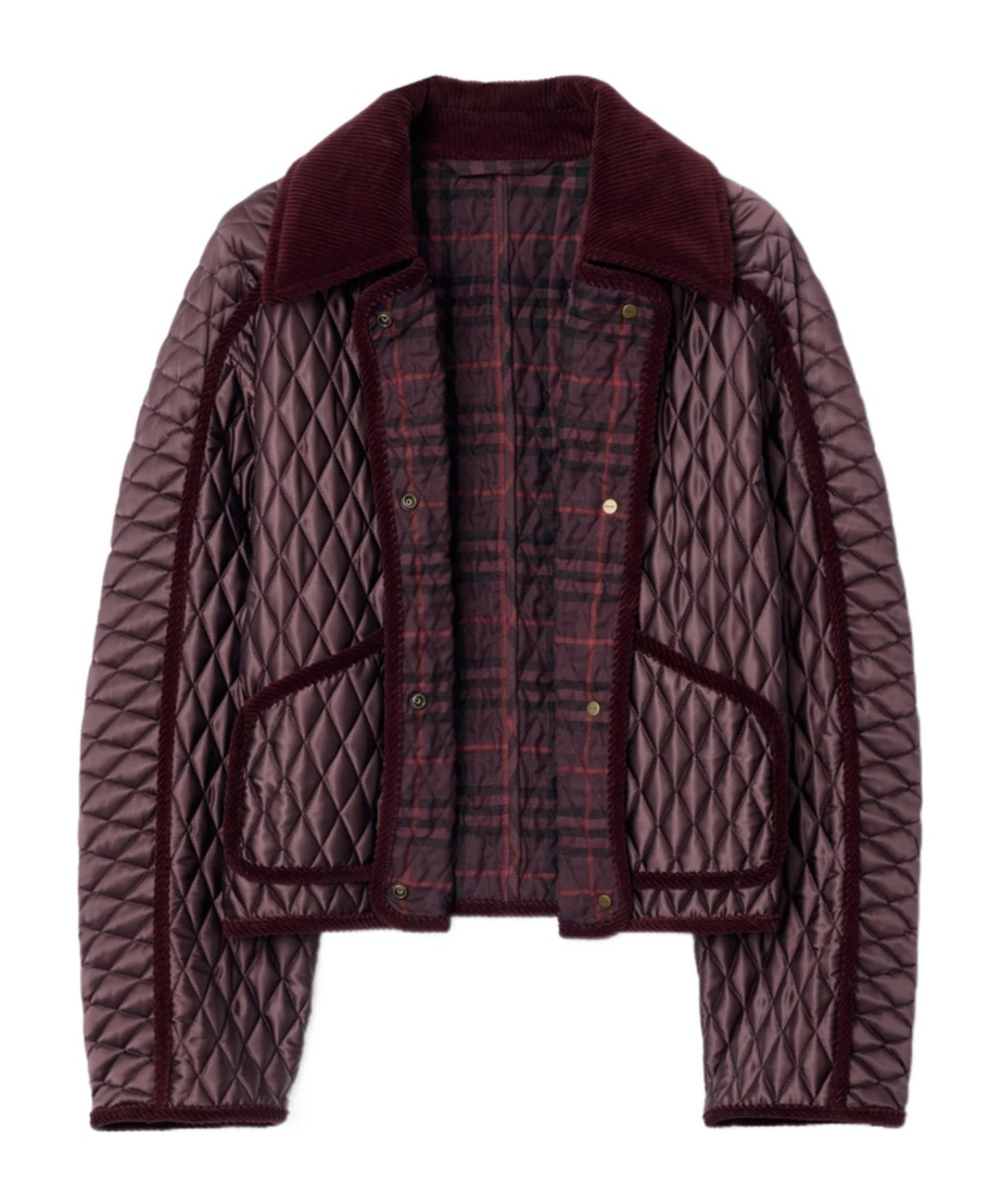 Burberry Floriston Corduroy-trim Quilted Barn Jacket In Brown