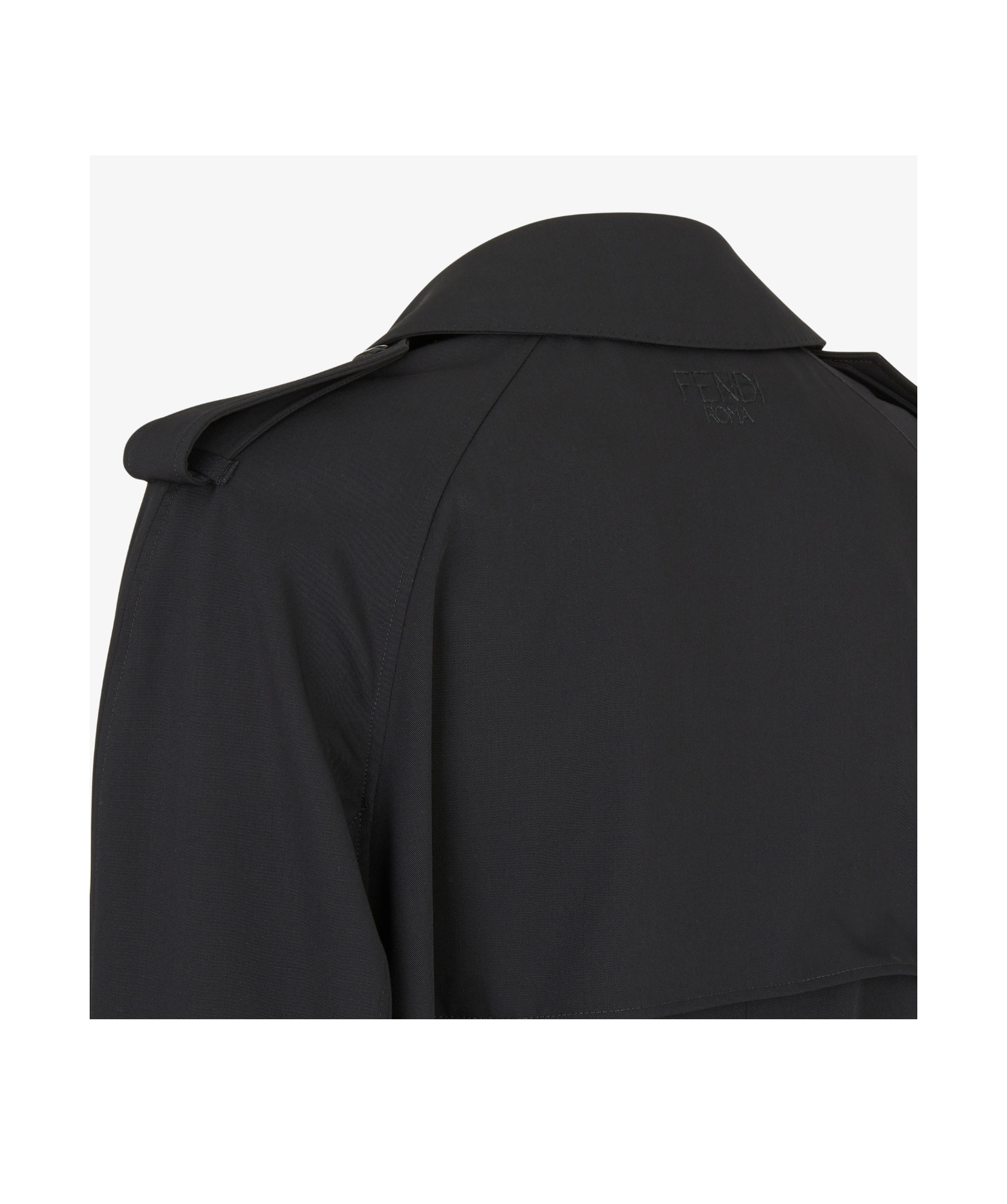 Fendi Black Wool Double-breasted Trench Coat In Black