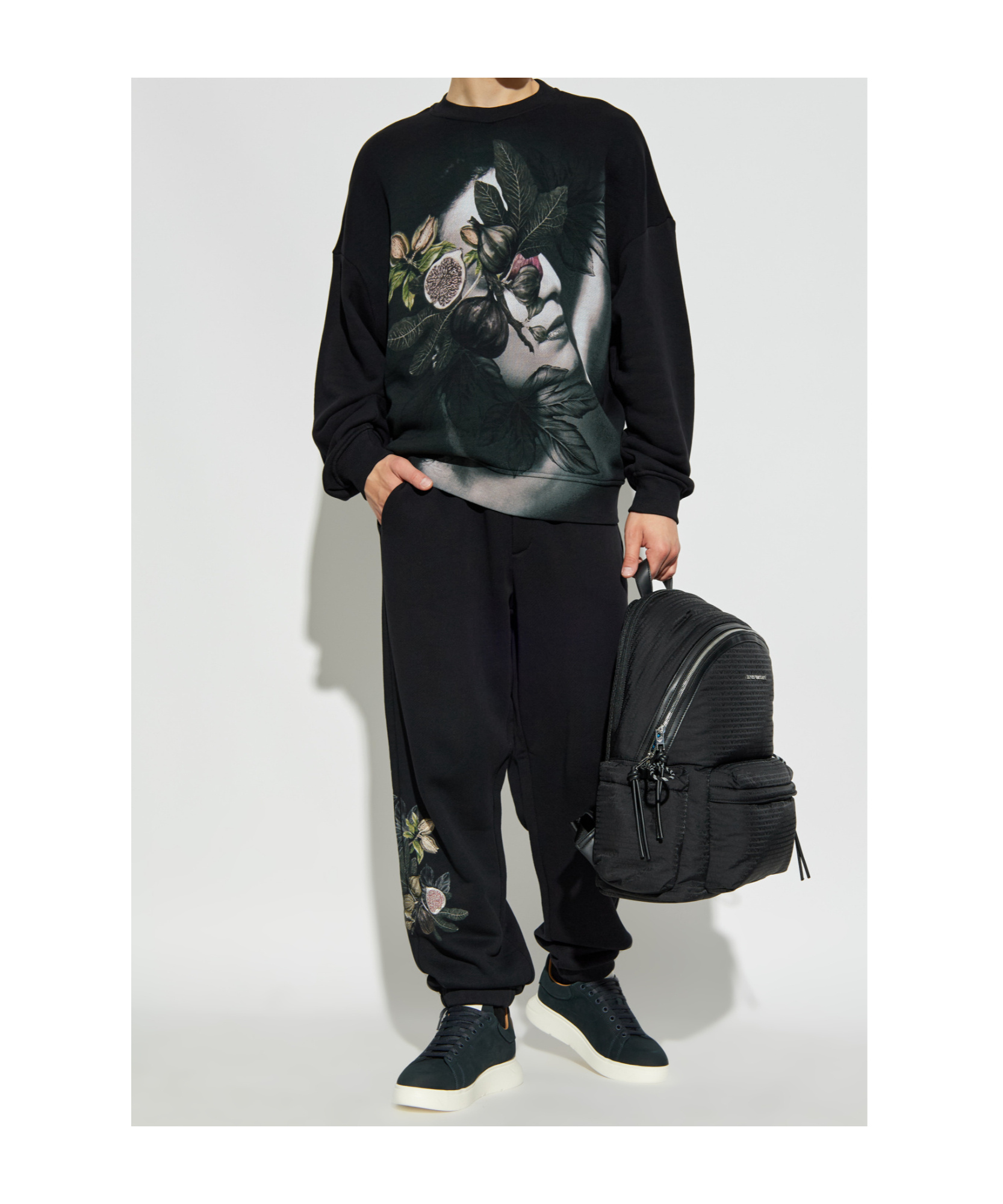 Emporio Armani Elastic Waist Sweatpants In Black