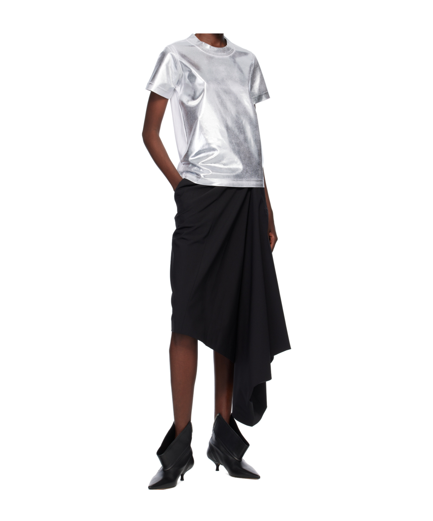 Junya Watanabe Ladies Metallic Effect Crewneck T-shirt