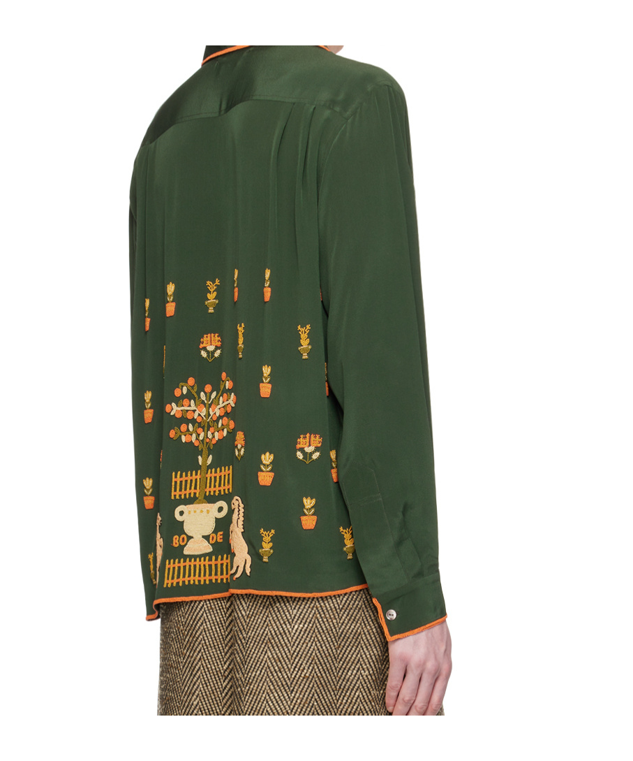 Bode Beaded Paddock Sampler Shirt In Green