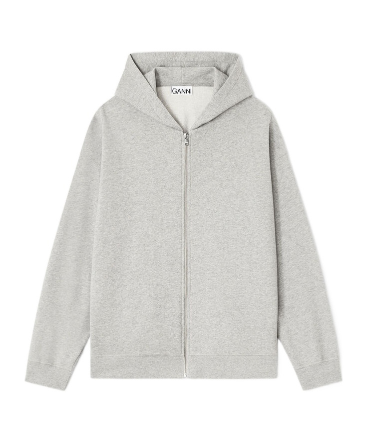 Ganni Isoli Teddy Oversized Zip Hoodie In Gray