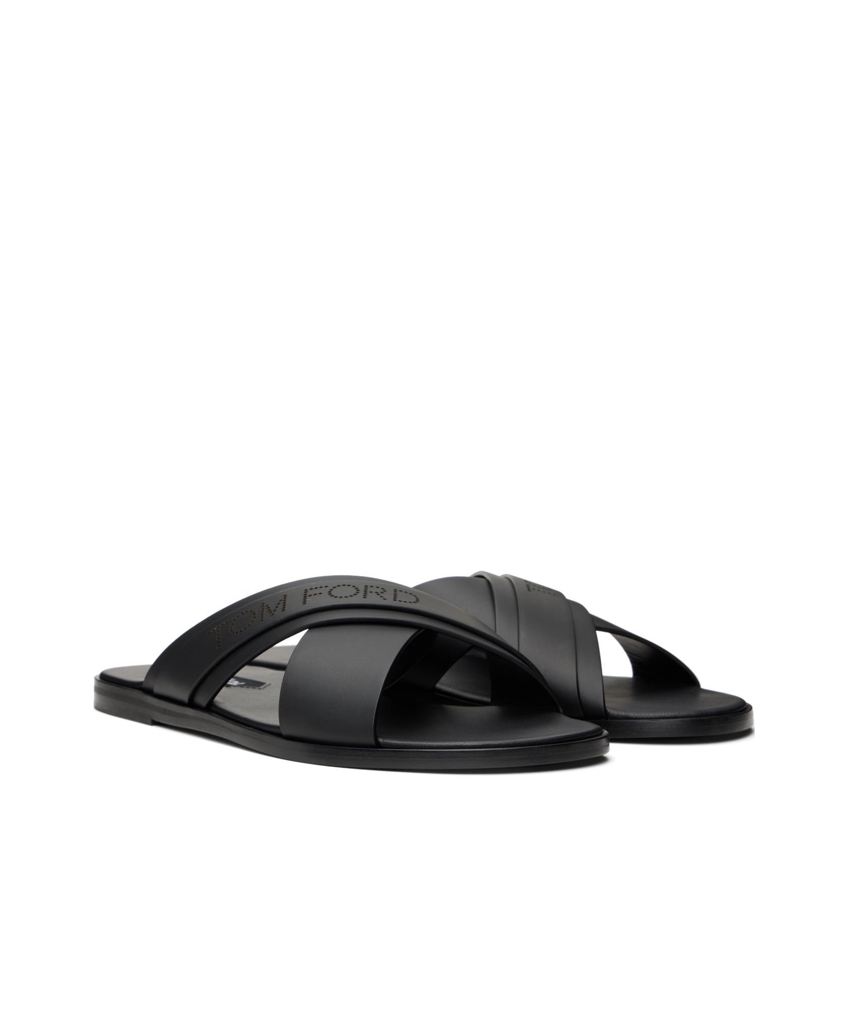 Tom Ford Mens Preston Crossover-strap Leather Sandals Blac