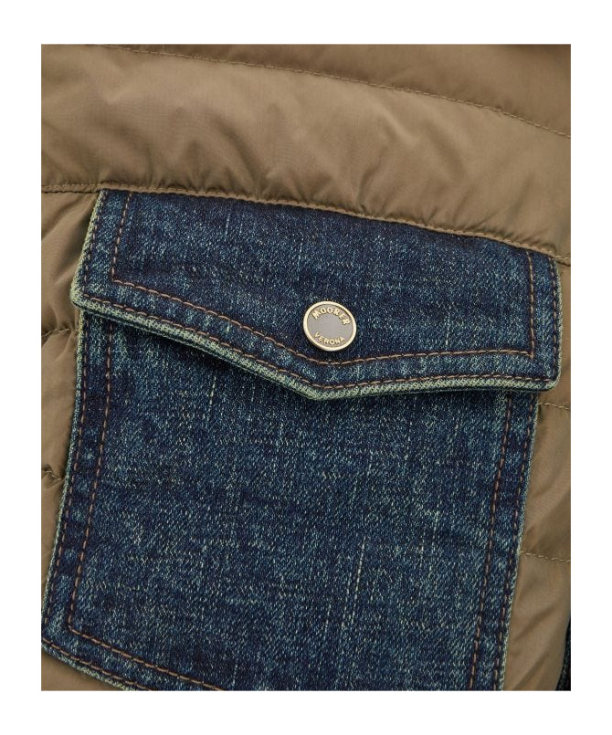 Moorer Jacket Nylon Denim Inserts In Brown