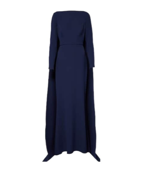Safiyaa London Ginevra Caped Crepe Gown In Black