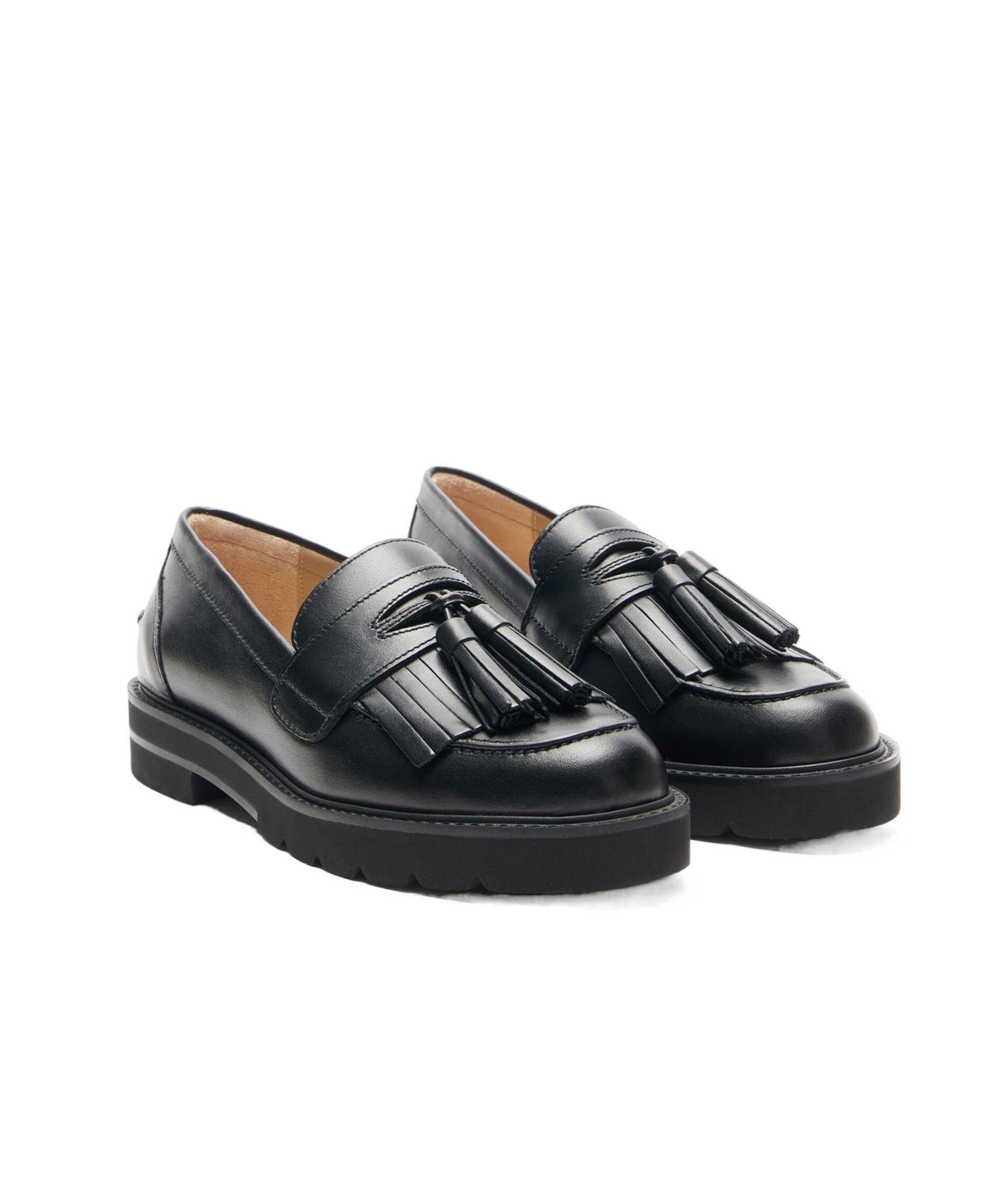 Stuart Weitzman Mila Lift Tassel-embellished Loafers In Black