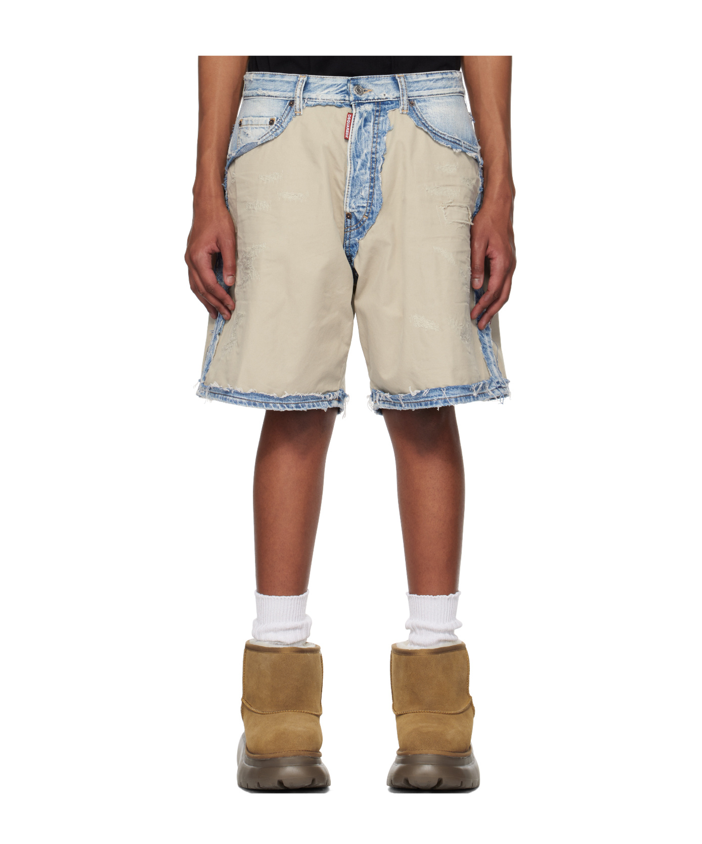 Dsquared2 Semplice Carpenter Denim Shorts In Brown