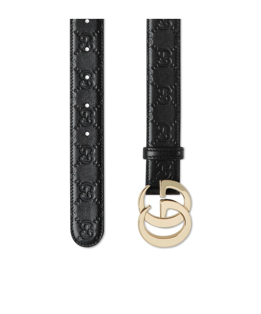 Gucci Interlocking G Leather Belt In Black