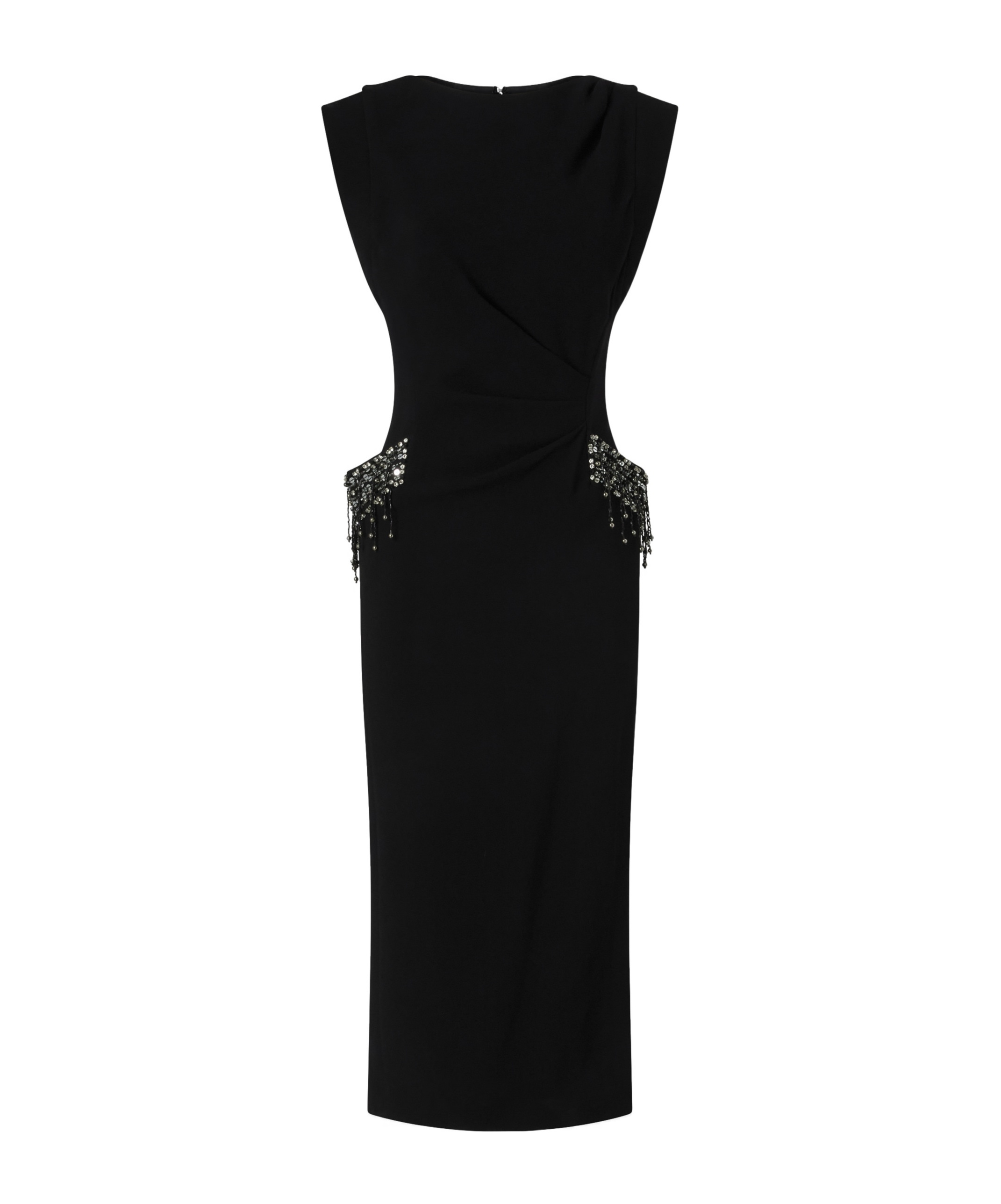 Pinko Midi Sleeveless Dress With Side Split And Sequins In Black