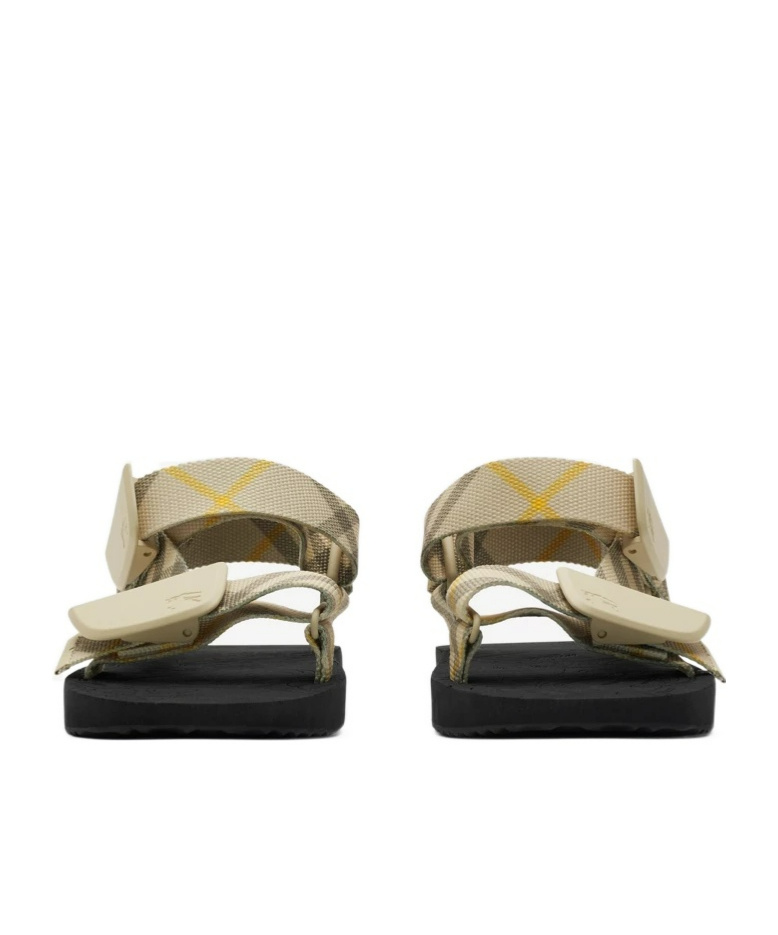 Burberry Check Trek Double-strap Sandals In Black