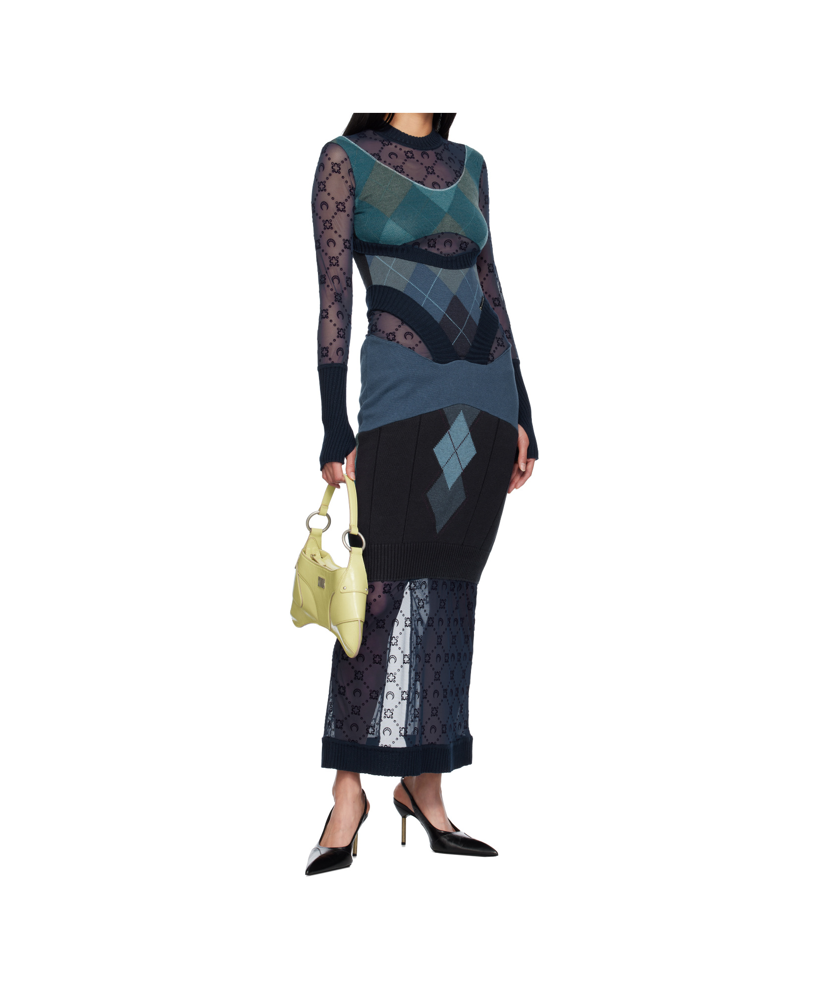 Marine Serre Knit Dress In Black