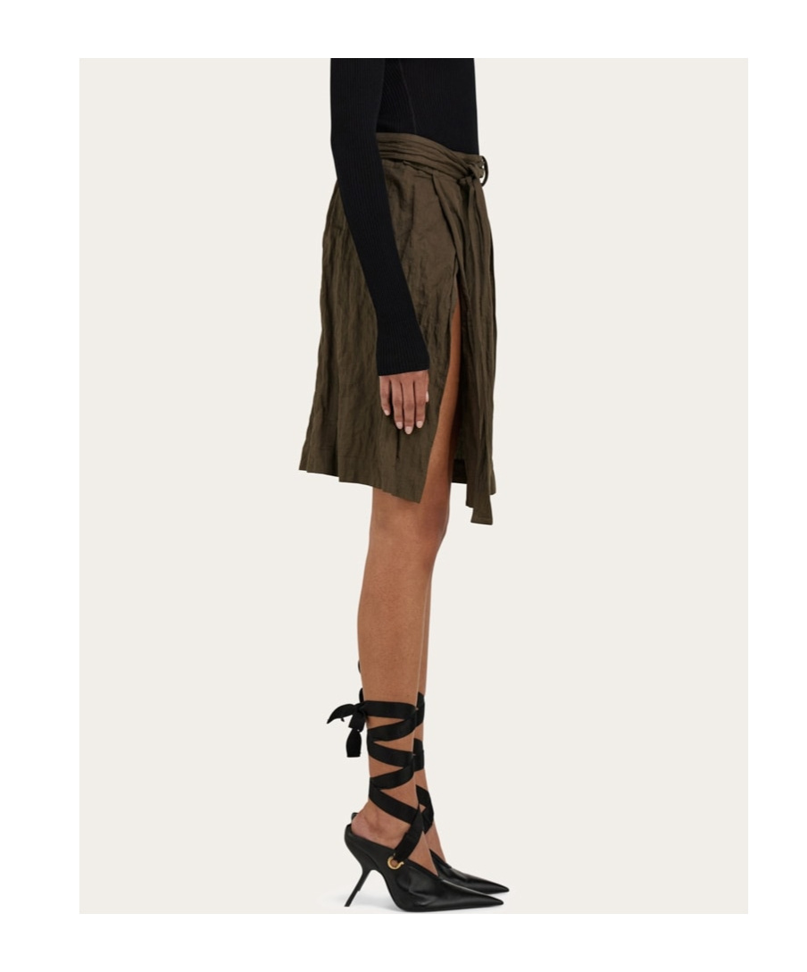 Shop Ferragamo Wrap Skirt In Cement