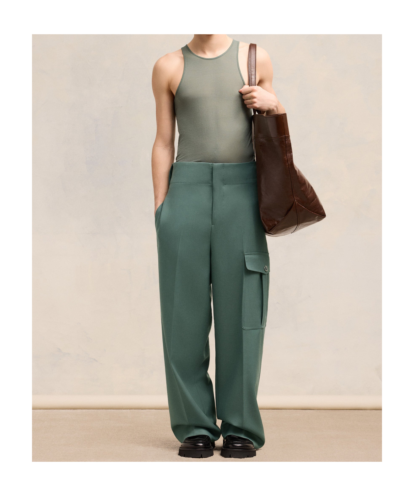 Shop Ami Alexandre Mattiussi Ami Straight Fit Trousers In Green