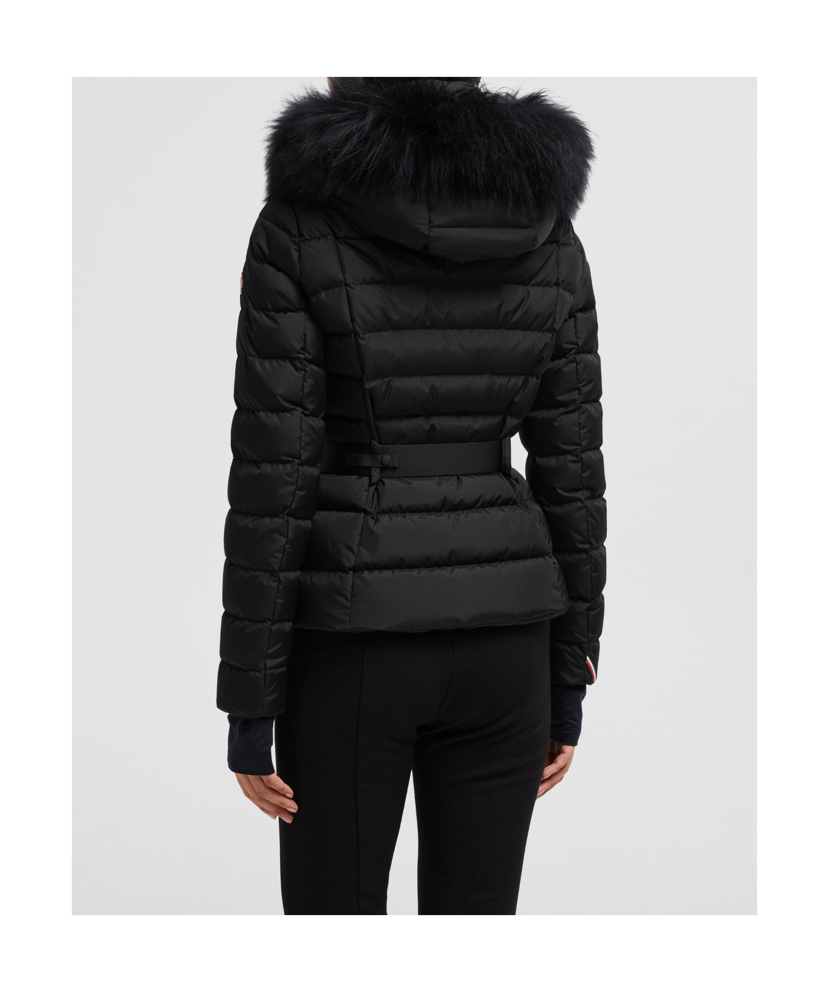 Moncler Veste De Ski À Capuche En Shearling Beverley In Black