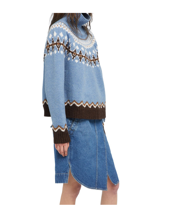 Alanui Winter Turtleneck Knitwear Fair Isle Pattern In Blue
