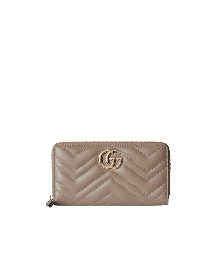 Gucci Gg Marmont Zipper Wallet In Brown