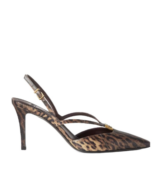 Fendi High Heel Printed Karung Slingbacks In Multi