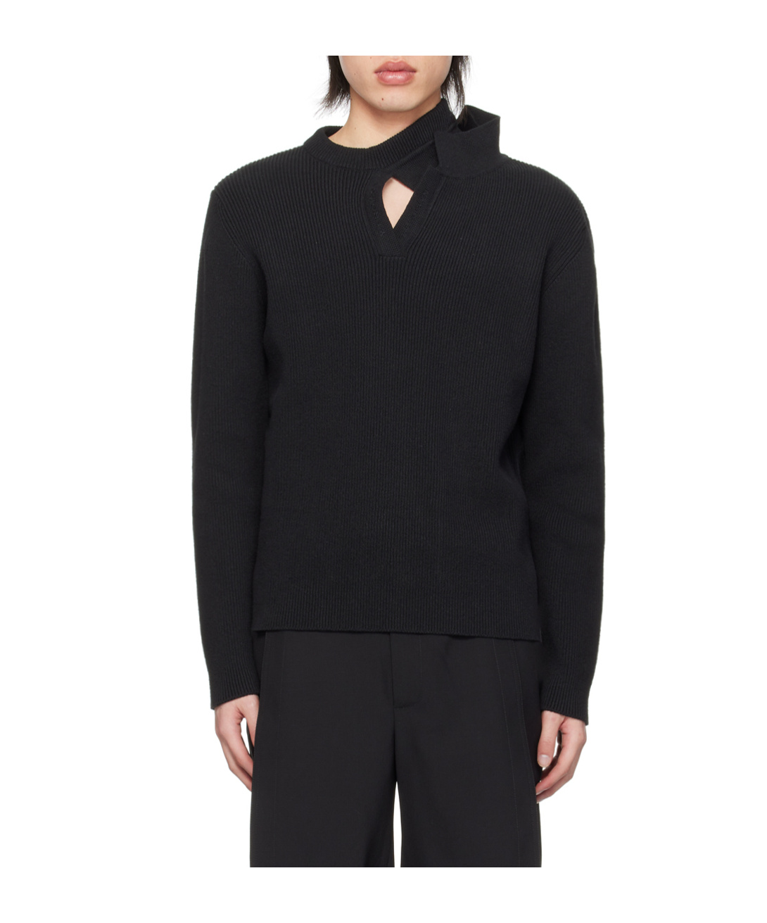 Y/project Hollowed-out Rib Sweater In Black