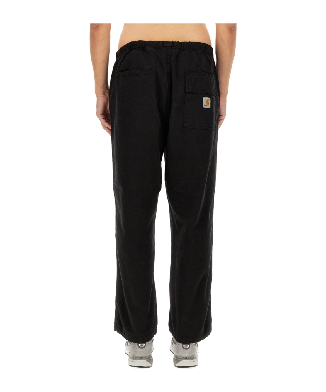 Carhartt Elastic Waistband Trousers With Pockets And Loops In Black