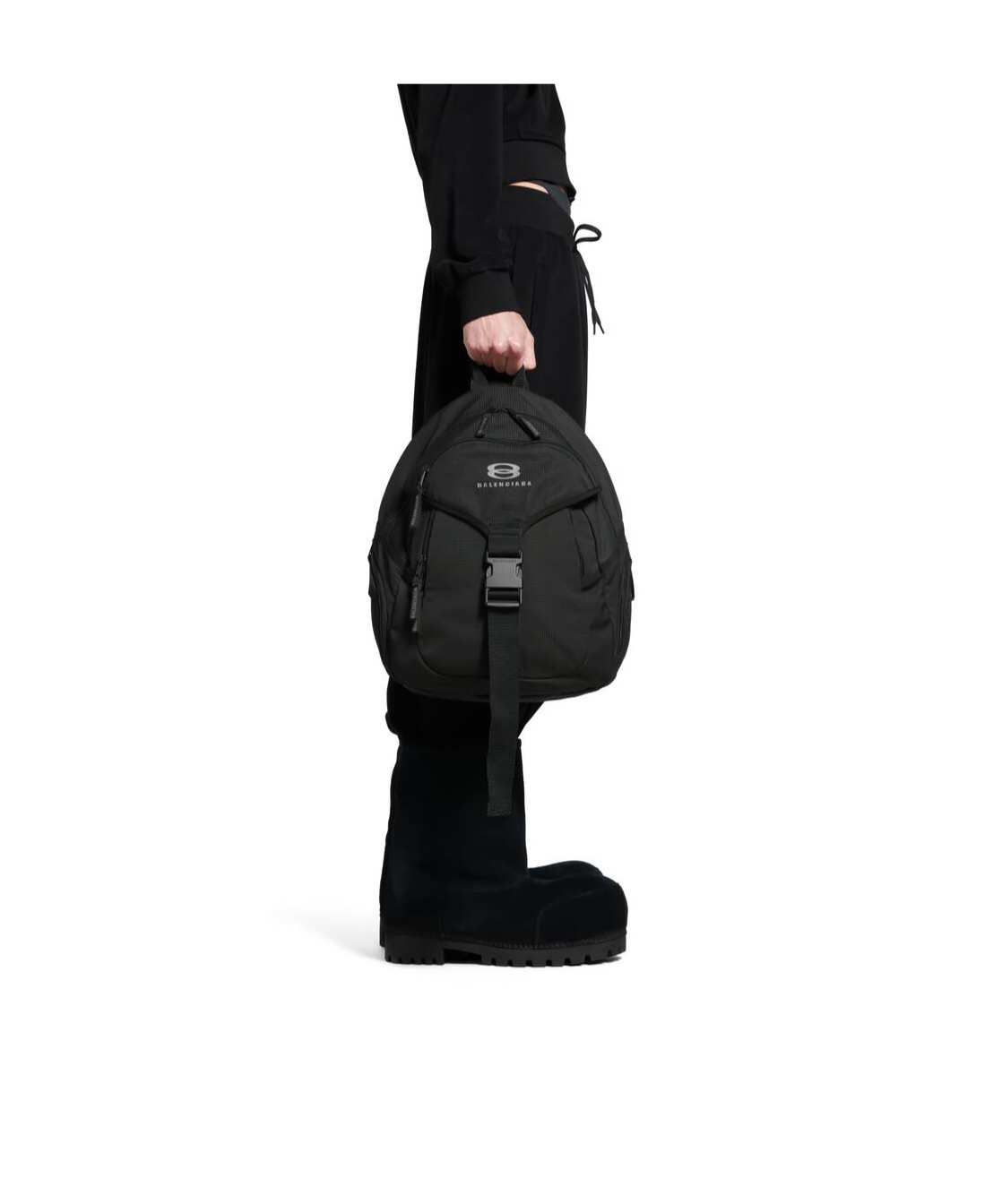 Balenciaga Unity Black Nylon Medium Backpack In Black