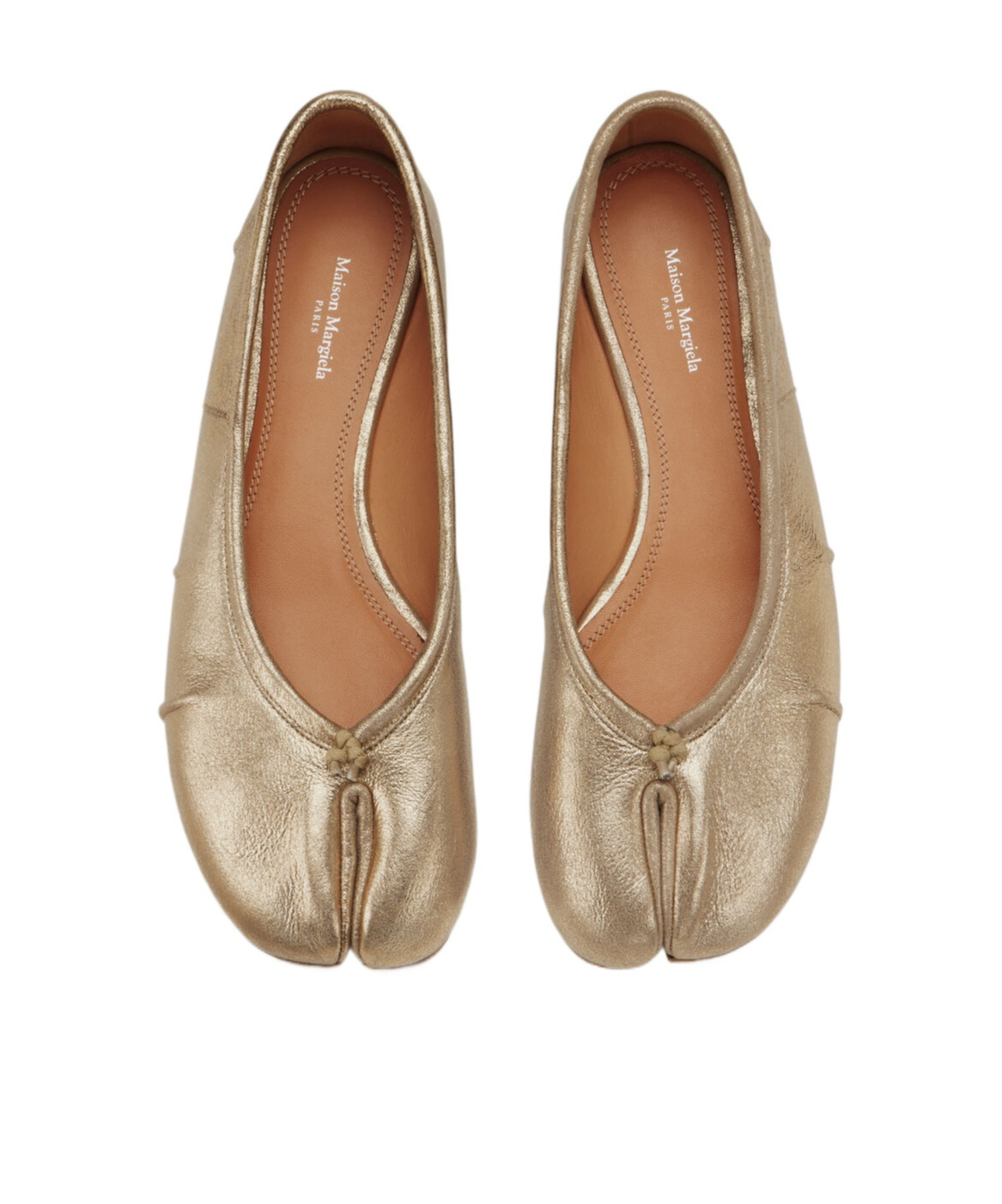 Maison Margiela Tabi Cut Ballerinas In Gold