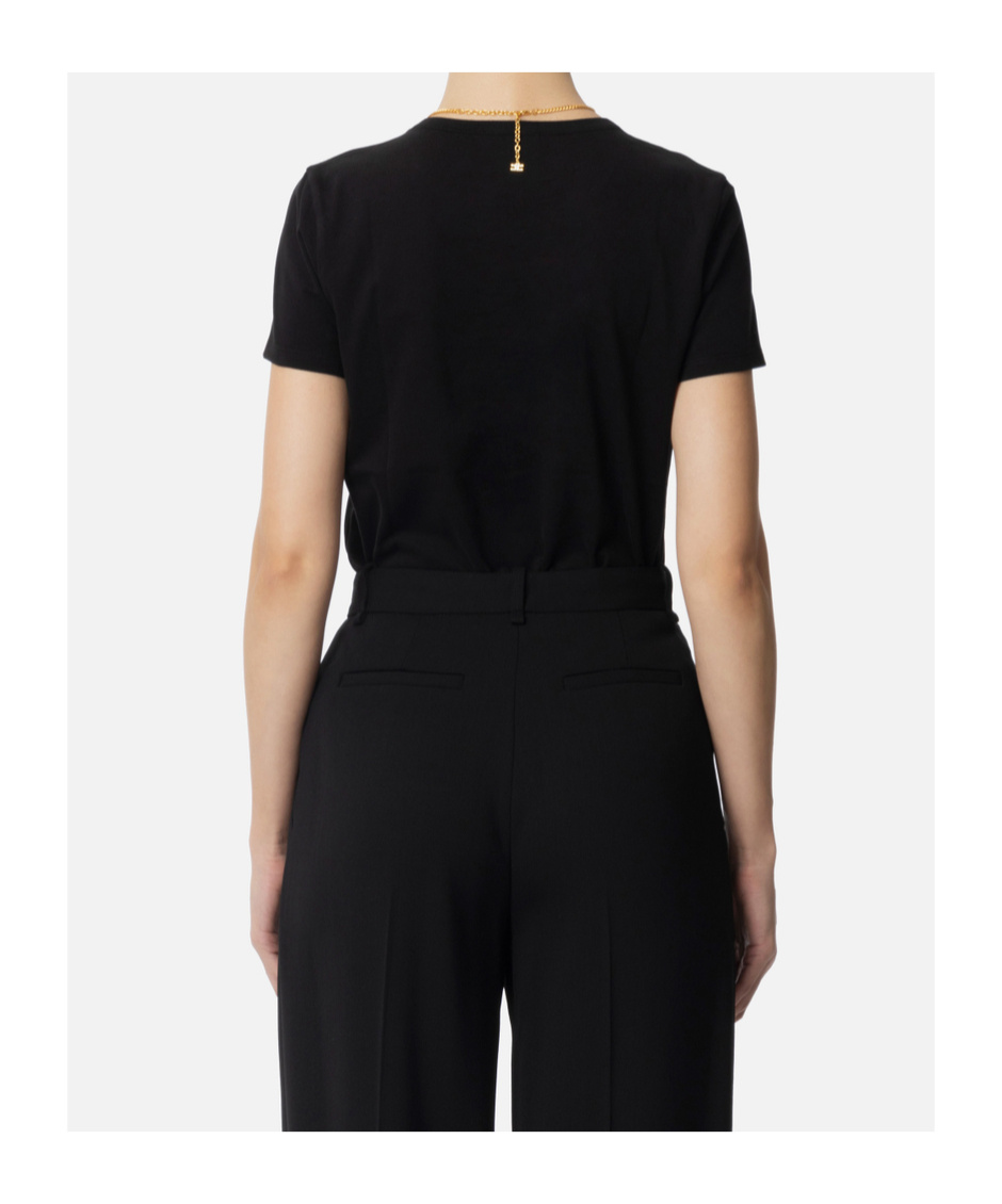 Elisabetta Franchi Short Sleeve T-shirt In Black